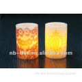 wax decal pillar candle with LED light
